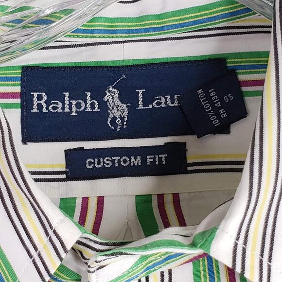 Polo Ralph Lauren Shirt Oxford Men's 16.5 Large LS Button Down Vtg Stripe Multi - Picture 6 of 10
